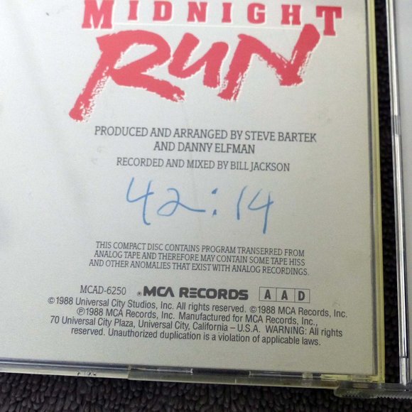 Midnight Run Original Movie Soundtrack CD Score Danny Elfman Rare 1988 MCA Rare - Picture 6 of 12